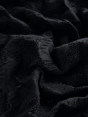 Black Long Sleeve Slash Neck Lace Top - Image 2 of 3