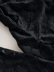Black Long Sleeve Slash Neck Lace Top - Image 3 of 3