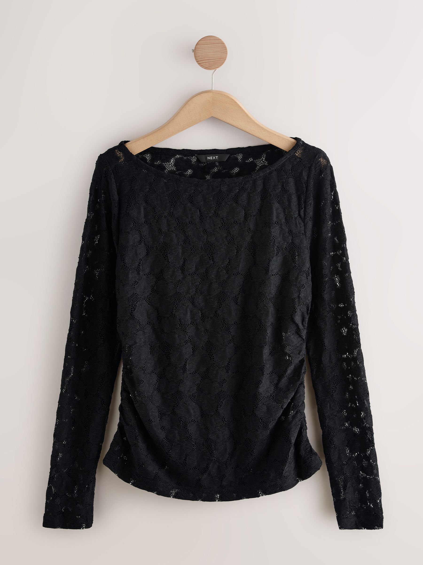 Next：日本 ブラック - 長袖 スラッシュネック レース トップス from