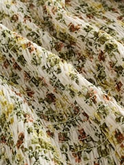 Ecru Floral Print Long Sleeve Shirred Mesh Top - Image 8 of 8