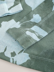 Green/Blue Print Long Sleeve Crew Neck Top - Image 6 of 7