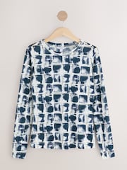 Inky Check Print Long Sleeve Crew Neck Top - Image 5 of 7