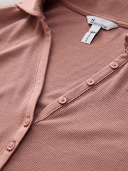 Pink Long Sleeve Collar Polo Top - Image 6 of 7