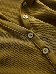 Olive Green Long Sleeve Collar Polo Top - Image 2 of 3