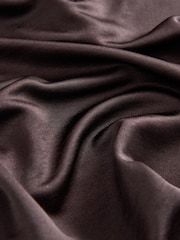 Chocolate Brown Satin Jersey V-Neck Long Sleeve Top - Image 2 of 3