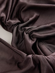 Chocolate Brown Satin Jersey V-Neck Long Sleeve Top - Image 3 of 3