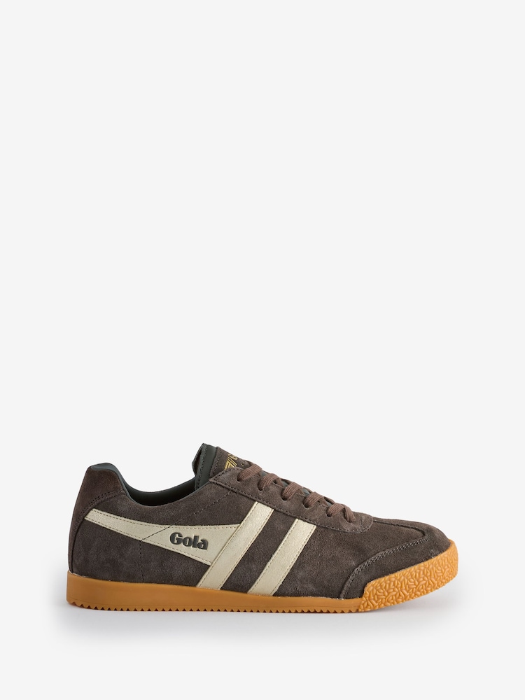 Gola Dark Brown Suede Womens Harrier Mirror Trainers - Image 1 of 1
