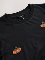 Black Halloween Pumpkin Sparkle Short Sleeve T-Shirt - Image 7 of 7