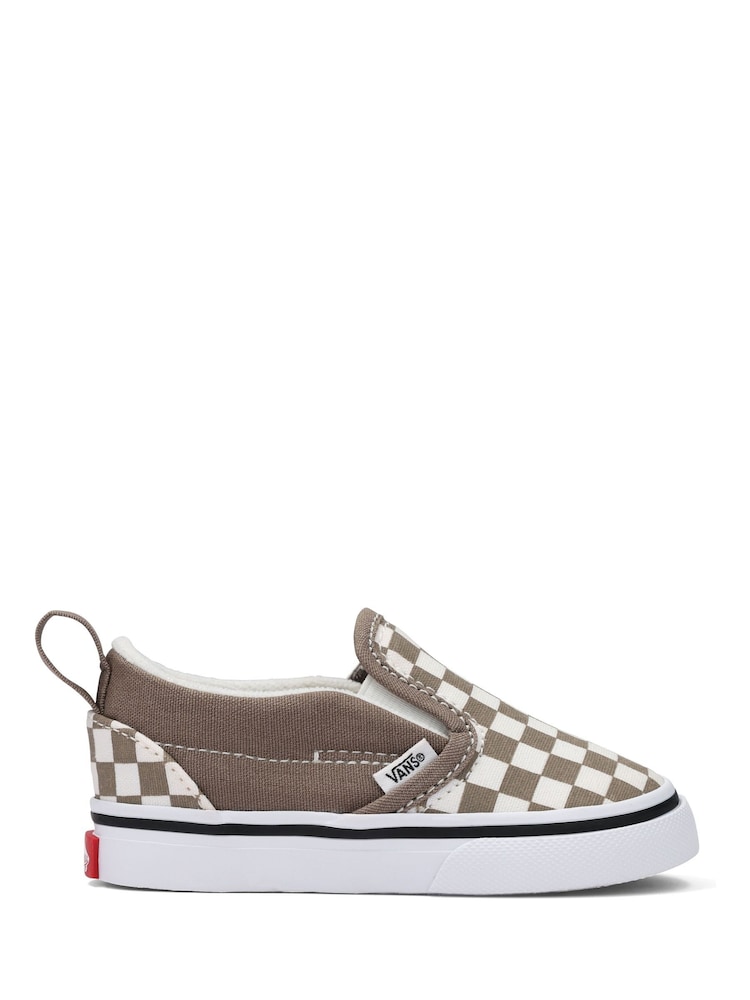 Vans Kids Check Slip On Brown Trainers - Image 1 of 2