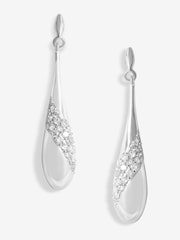 Simply Silver Silver Tone 925 Polished and Cubic Zirconia Long Teardrop Earrings - Image 1 of 3