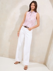 Lipsy Pink Sequin Burnout Detail Sleevless Shirt - Image 3 of 4