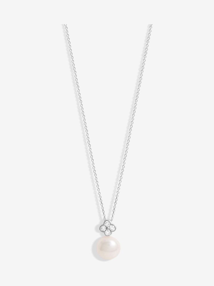 Simply Silver Silver Tone 925 Clover And Pearl Pendant - Image 1 of 4