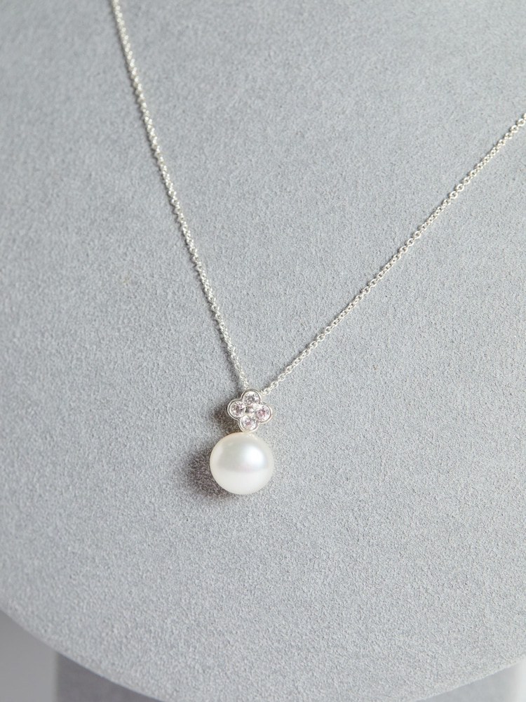 Simply Silver Silver Tone 925 Clover And Pearl Pendant - Image 2 of 4