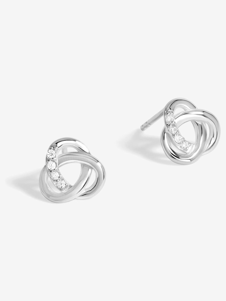 Simply Silver Silver Tone 925 Polished And Cubic Zirconia Woven knot Stud Earrings - Image 1 of 1
