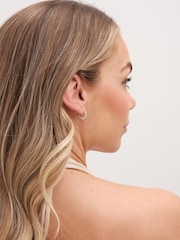 Simply Silver Silver Tone 925 Polished Ribbed flat Hoop Earrings - Image 3 of 3