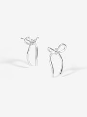 Simply Silver Silver Tone 925 Polished and Pave Bow Stud Earrings - Image 1 of 2