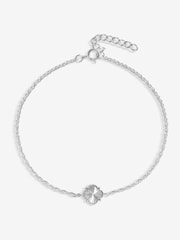 Simply Silver Silver Tone 925 Cubic Zirconia Diamond Cut Clover Bracelet - Image 1 of 3