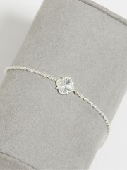 Simply Silver Silver Tone 925 Cubic Zirconia Diamond Cut Clover Bracelet - Image 2 of 3