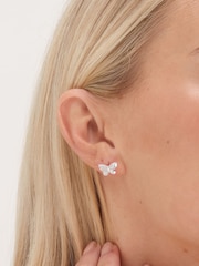 Simply Silver Silver Sterling 925 Polished and Pave Butterfly Stud Earrings - Image 2 of 3
