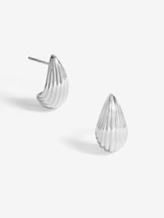 Simply Silver Silver Tone 925 Polished Ridged Dome Hoop Earrings - Image 1 of 3