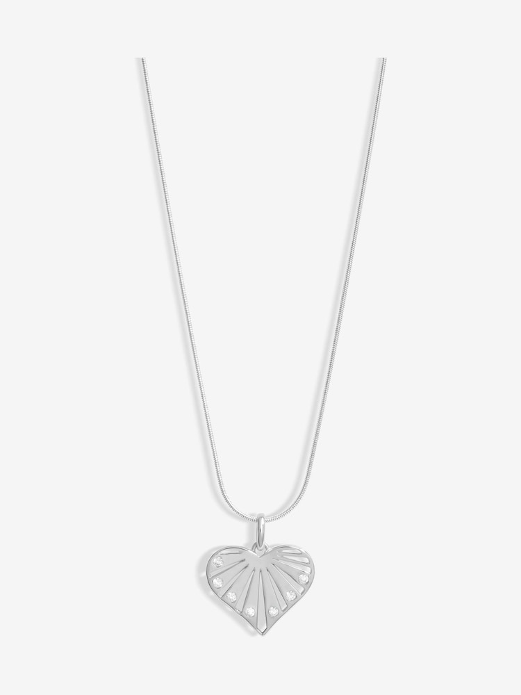 Simply Silver Silver Tone 925 Cubic Zirconia Cut Out Heart Pendant - Image 1 of 3