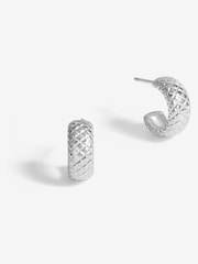 Simply Silver Silver Tone 925 Polished Snake Textured Hoop Earrings - Image 1 of 3