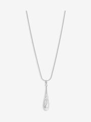 Simply Silver Silver Tone 925 Polished and Pave Drop Pendant - Image 1 of 3
