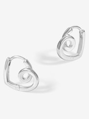 Simply Silver Silver Tone 925 Polished Swirl Heart Hoop Earrings - Image 1 of 3