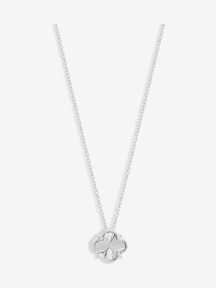 Simply Silver Silver Tone 925 Cubic Zirconia Diamond Cut Clover Pendant - Image 1 of 4