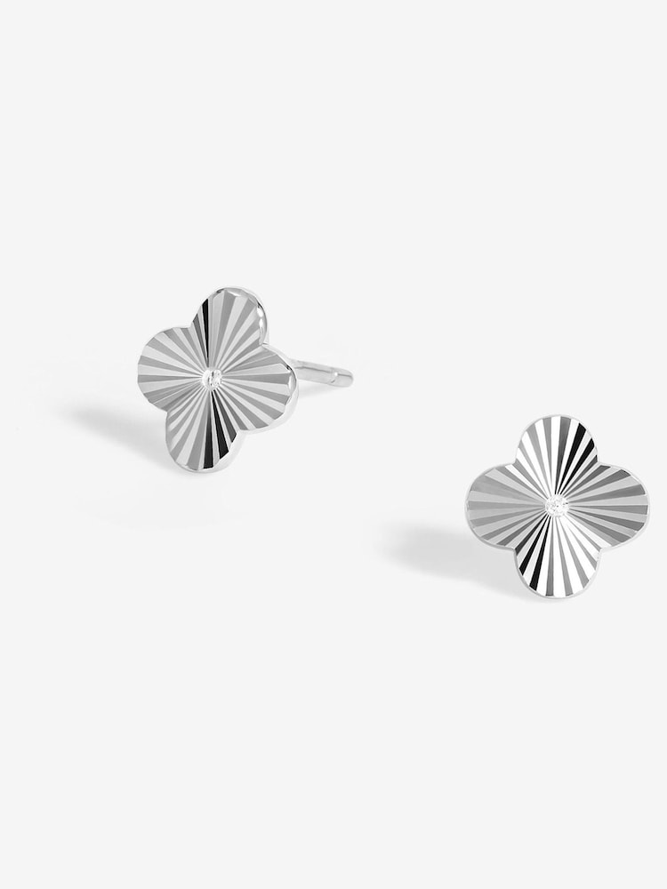 Simply Silver Silver Tone 925 Diamond Cut Clover stud Earrings - Image 1 of 3