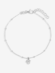 Simply Silver Silver Tone 925 Polished and Pave Paw Print Bracelet - Image 1 of 4