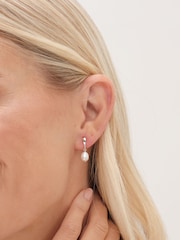 Simply Silver Silver Tone 925 Polished and Pearl Drop Stud Earrings - Image 2 of 3