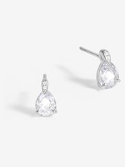 Simply Silver Silver Tone 925 Cubic Zirconia and Pave Pear Drop Stud Earrings - Image 1 of 3