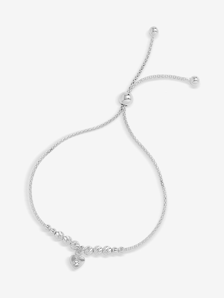 Simply Silver Silver Tone 925 Polished Textured Heart Bracelet - Image 1 of 4
