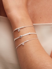 Simply Silver Silver Tone 925 Polished Textured Heart Bracelet - Image 2 of 4