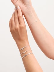 Simply Silver Silver Tone 925 Polished Textured Heart Bracelet - Image 3 of 4