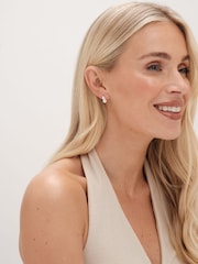 Simply Silver Silver Tone 925 Cubic Zirconia and Pearl Drop Stud Earrings - Image 3 of 3