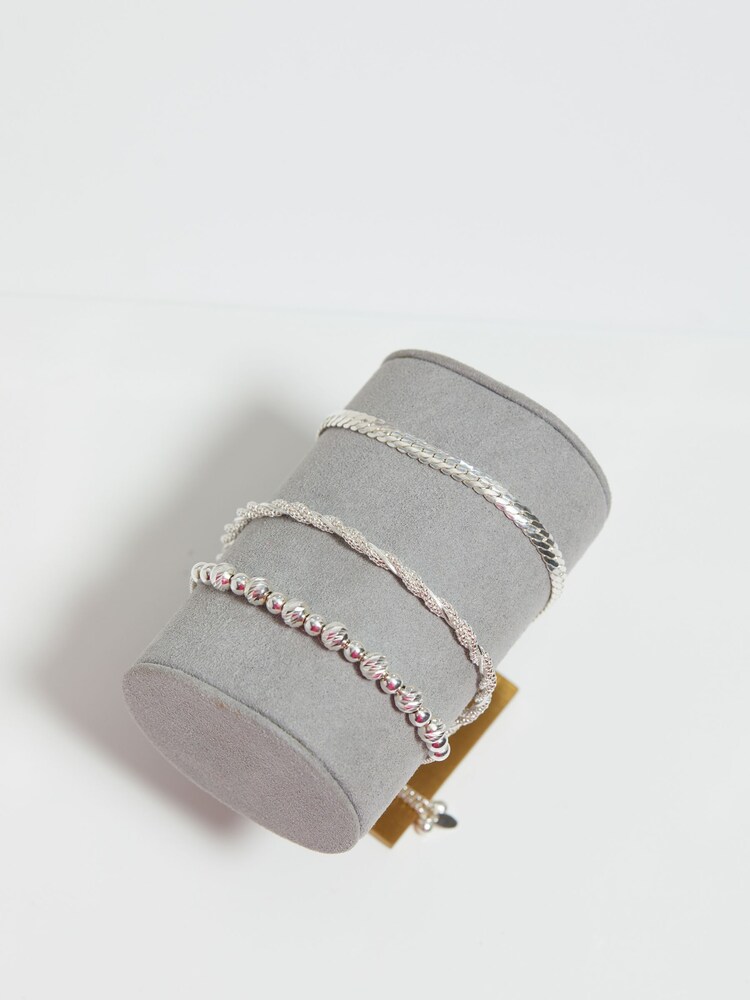 Simply Silver Silver Tone 925 Diamond Cut Orb Toggle Bracelet - Image 2 of 3