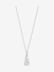 Simply Silver Silver Tone 925 Cubic Zirconia Double Drop Pendant - Image 1 of 4