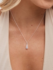 Simply Silver Silver Tone 925 Cubic Zirconia Double Drop Pendant - Image 2 of 4