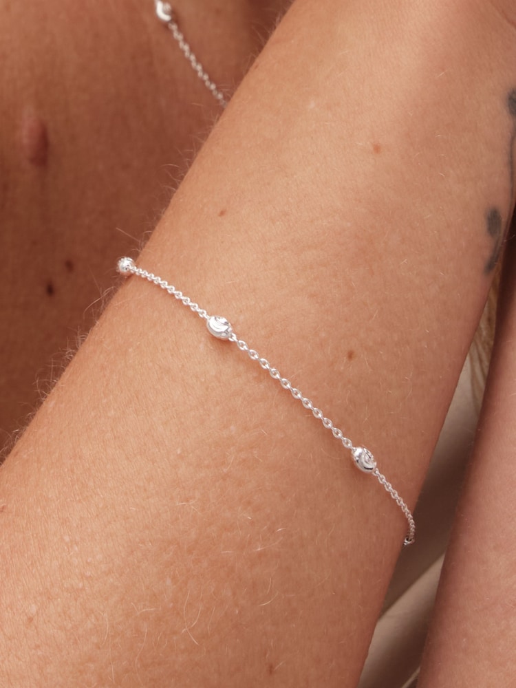 Simply Silver 925 Polished Textured Nugget Chain Bracelet - Image 2 of 4