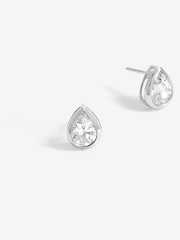 Simply Silver Silver Tone Large 925 Cubic Zirconia Pear Drop Stud Earrings - Image 1 of 3
