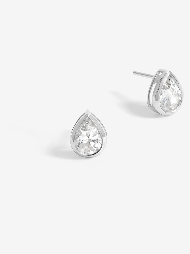 Simply Silver Silver Tone Large 925 Cubic Zirconia Pear Drop Stud Earrings - Image 1 of 3