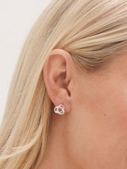 Simply Silver Silver Tone 925 Polished And Textured Interlocking Circle Stud Earrings - Image 2 of 3