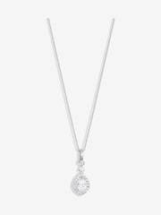 Simply Silver Silver Tone 925 Cubic Zirconia Pear Halo Pendant - Image 1 of 4