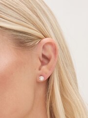 Simply Silver Silver Tone 925 Polished and Pearl Flower Stud Earrings - Image 2 of 3