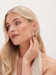 Simply Silver Silver Tone 925 Fresh Water Pearl Double Drop Earrings - Image 2 of 3