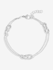 Simply Silver 925 Double Chain Link Bracelet - Image 1 of 4