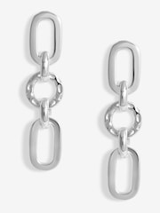 Simply Silver Silver Tone 925 Polished And Textured Link Drop Earrings - Image 1 of 3