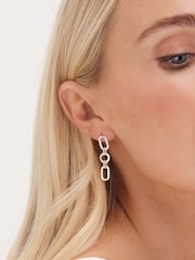 Simply Silver Silver Tone 925 Polished And Textured Link Drop Earrings - Image 3 of 3